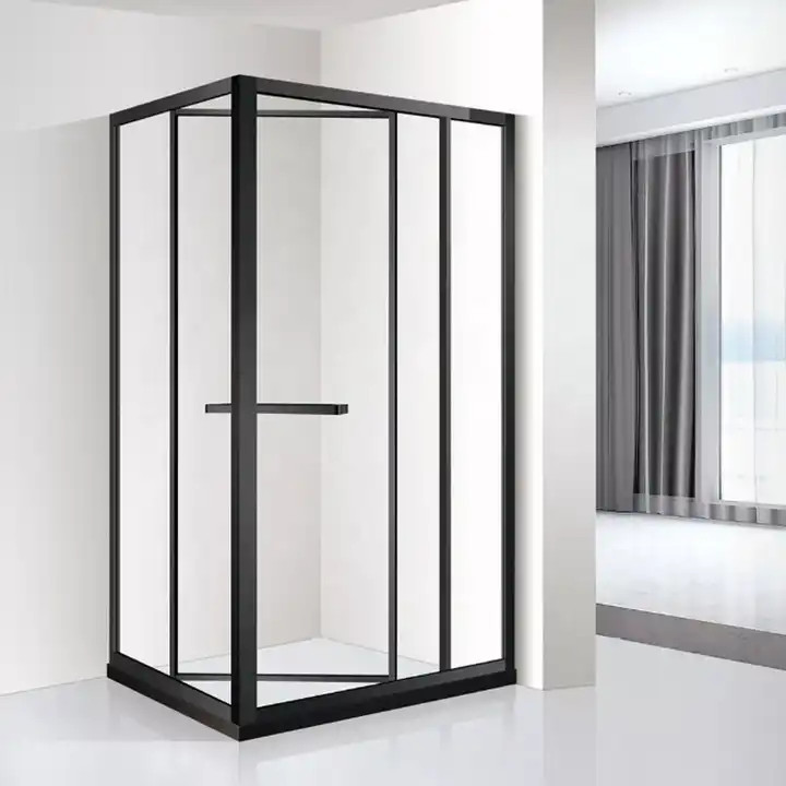 Cabin tắm kính cửa lùa 90 độ màu đen